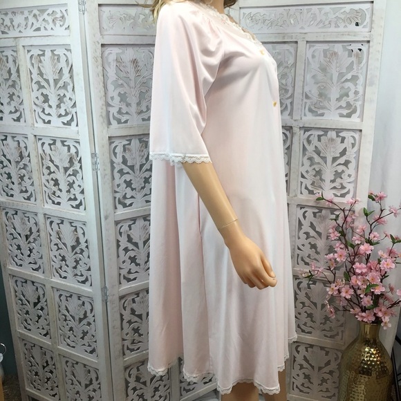 Shadowline Vtg. Pink Button Front Nightgown - Picture 4 of 7